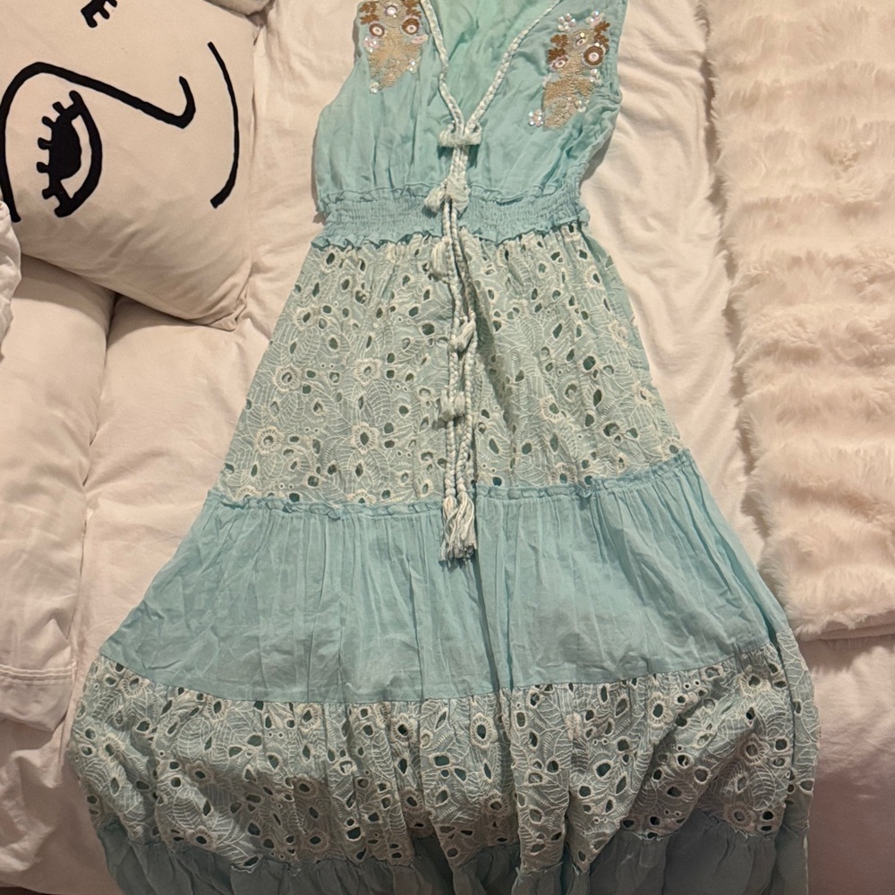 Women’s Aqua Embroidered Dress